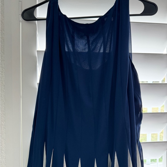 ASOS CURVE Fit & Flare Mesh Dress with Square Neck - Navy/white / US 18 - Picture 4 of 6